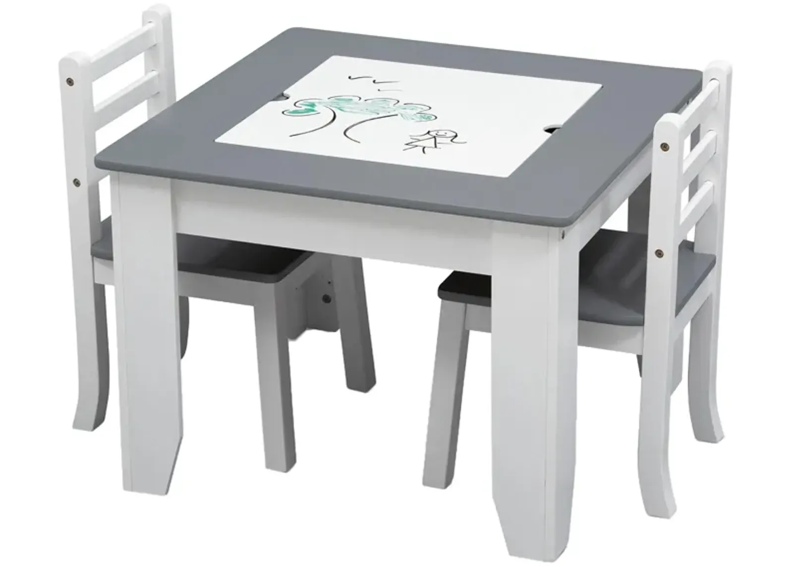 Chelsea Table and Chair Set with Storage by Delta Children in Gray/White by Delta Children