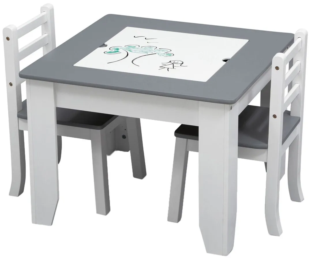 Chelsea Table and Chair Set with Storage by Delta Children in Gray/White by Delta Children