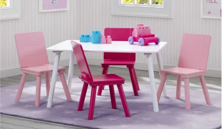 Table and Four Chair Set by Delta Children in White/Pink by Delta Children