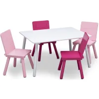 Table and Four Chair Set by Delta Children in White/Pink by Delta Children