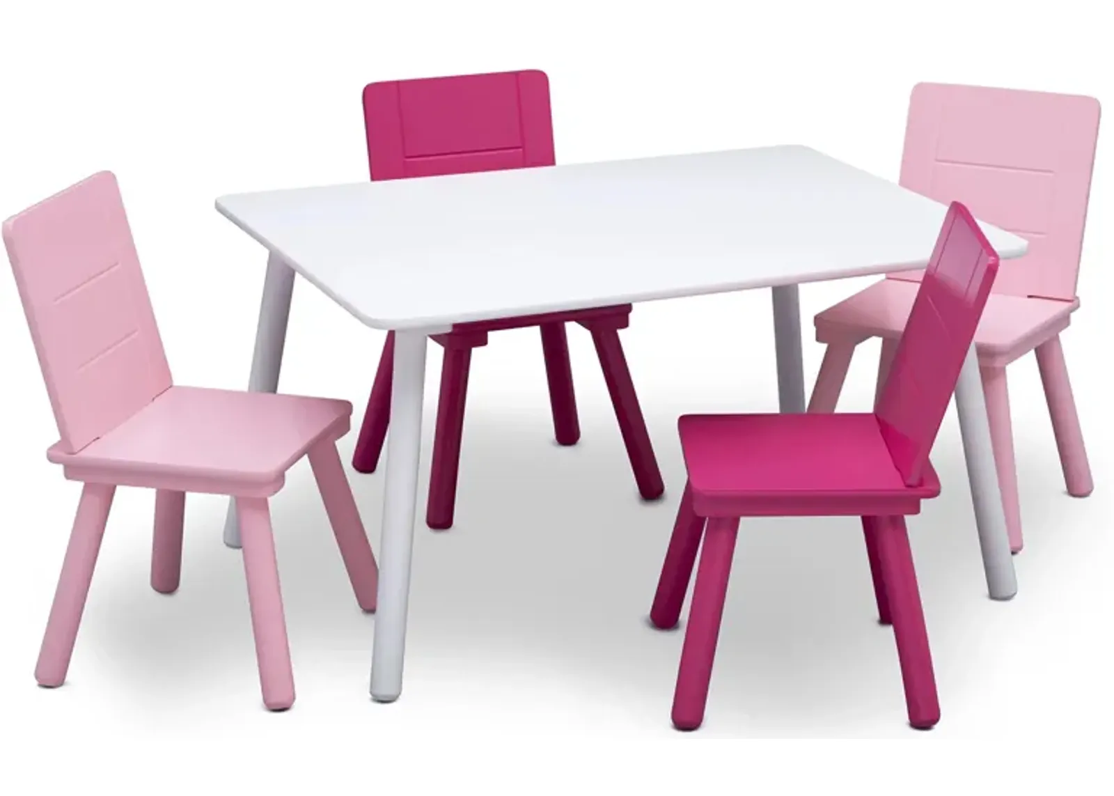 Table and Four Chair Set by Delta Children in White/Pink by Delta Children