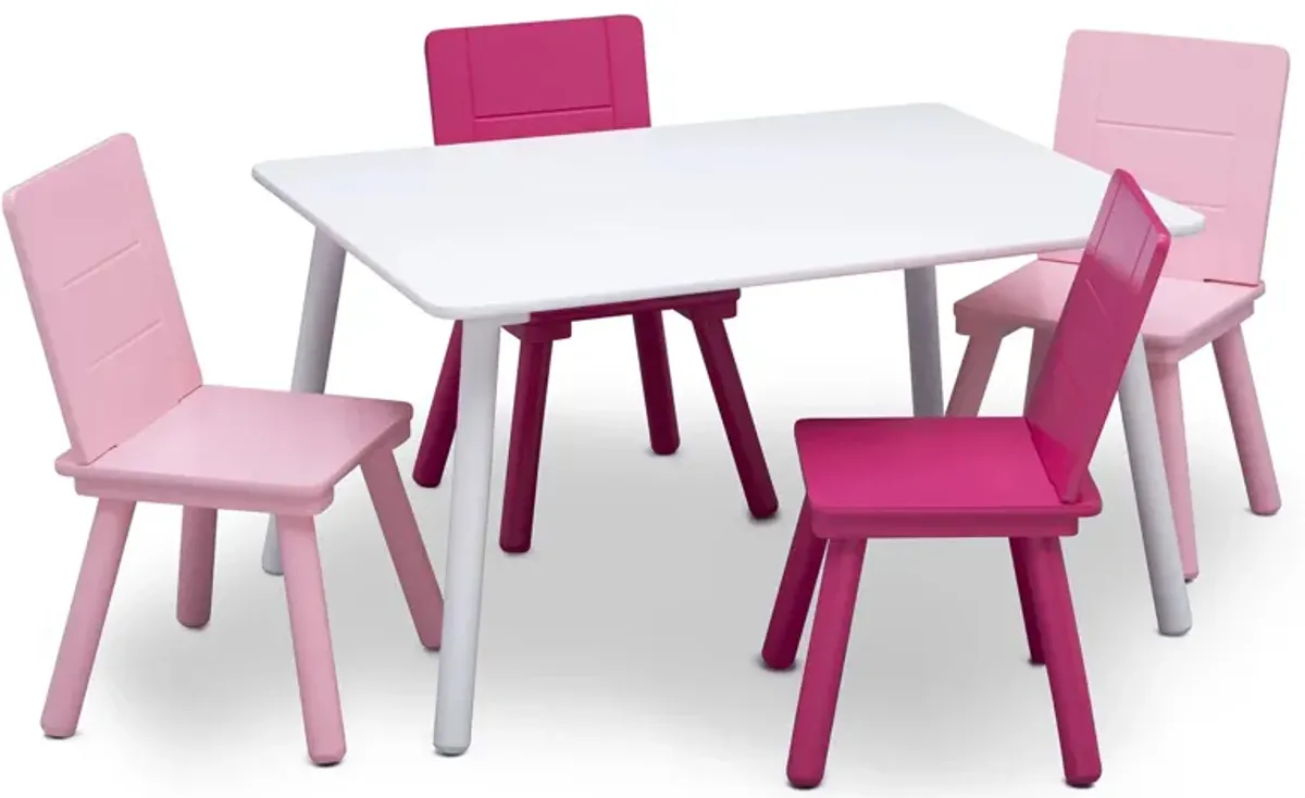 Table and Four Chair Set by Delta Children in White/Pink by Delta Children