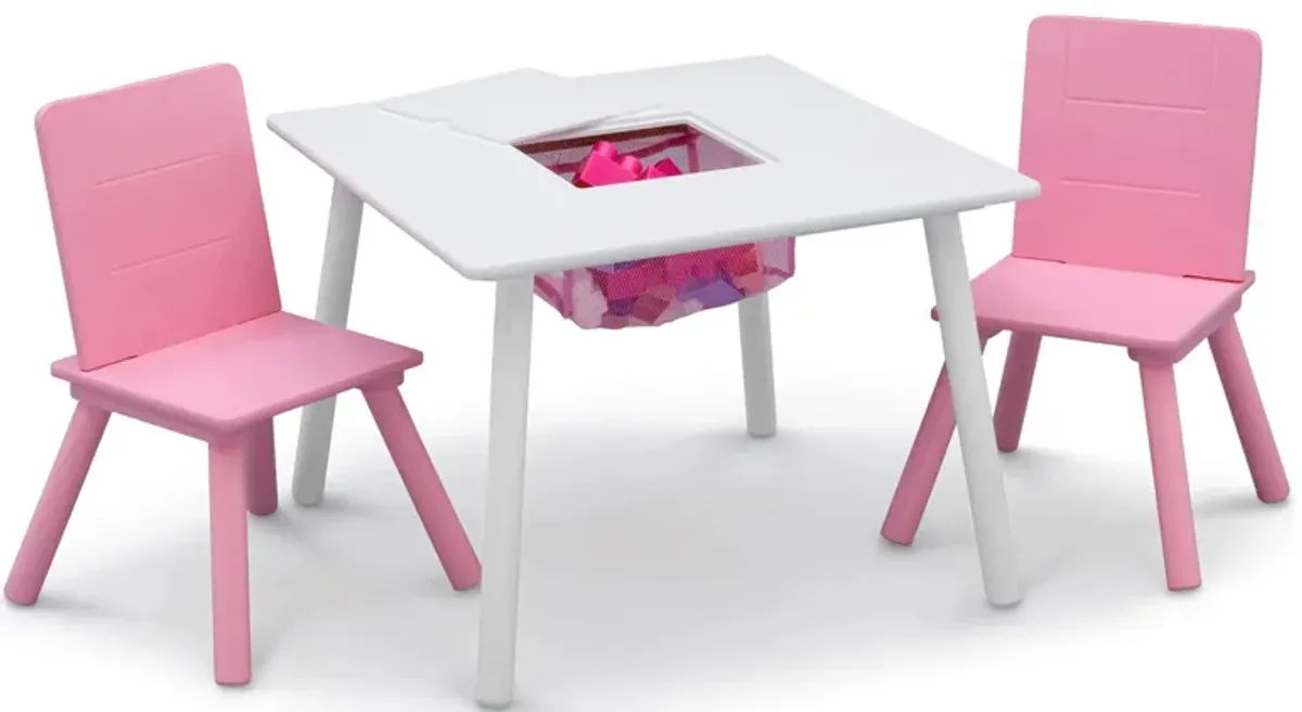 Table and Two Chair Set with Storage by Delta Children in White/Pink by Delta Children