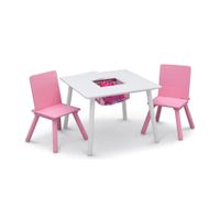 Table and Two Chair Set with Storage by Delta Children in White/Pink by Delta Children