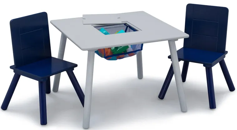 Table and Two Chair Set with Storage by Delta Children in Gray/Blue by Delta Children