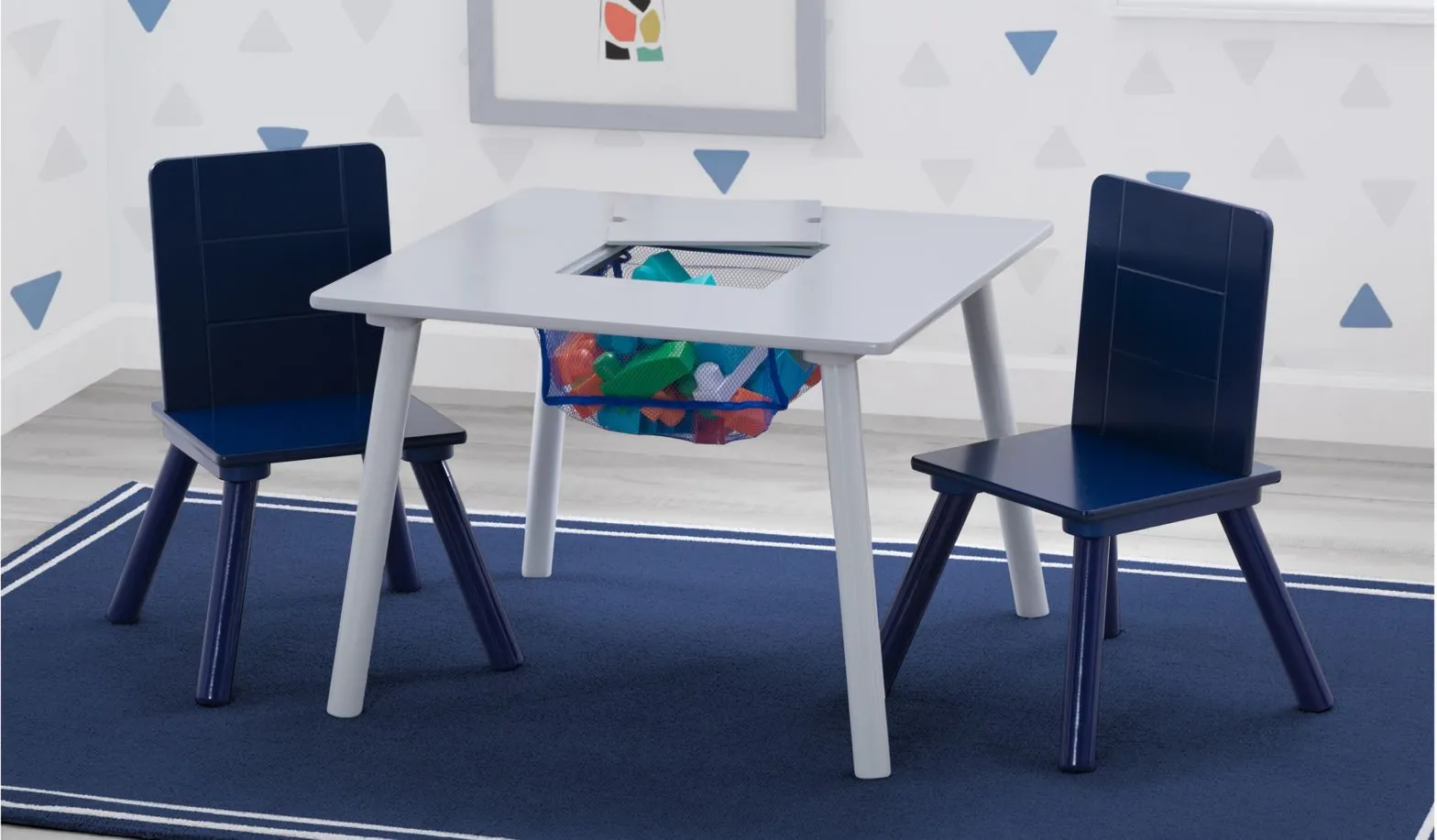 Table and Two Chair Set with Storage by Delta Children in Gray/Blue by Delta Children