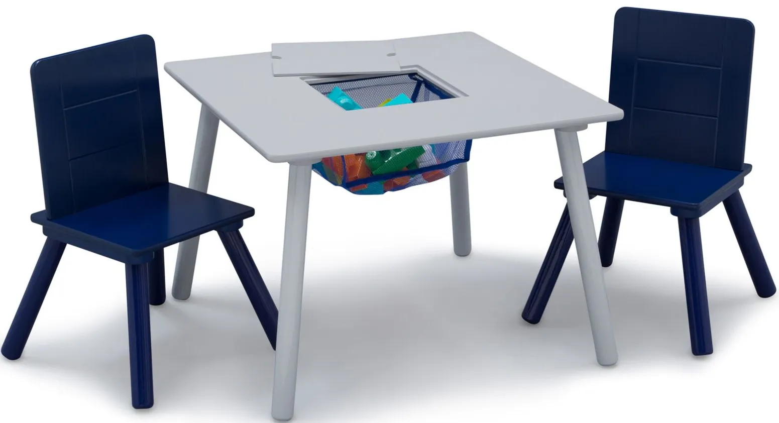 Table and Two Chair Set with Storage by Delta Children in Gray/Blue by Delta Children
