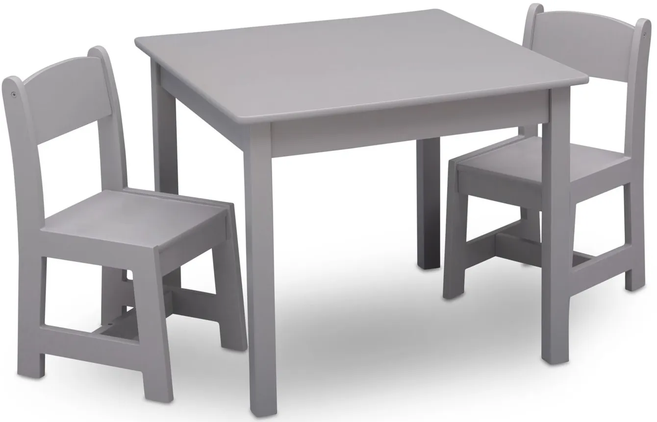 MySize Wood Table and Two Chair Set by Delta Children in Gray by Delta Children
