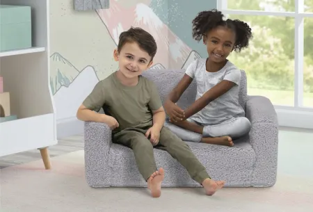 Cozee Flip-Out Sherpa 2-in-1 Convertible Chair to Lounger by Delta Children in Gray by Delta Children