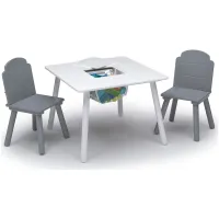 Finn Table and Two Chair Set with Storage by Delta Children in White /Gray by Delta Children