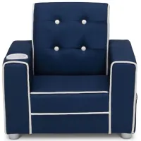 Chelsea Upholstered Kids Chair with Cup Holder by Delta Children in Navy by Delta Children