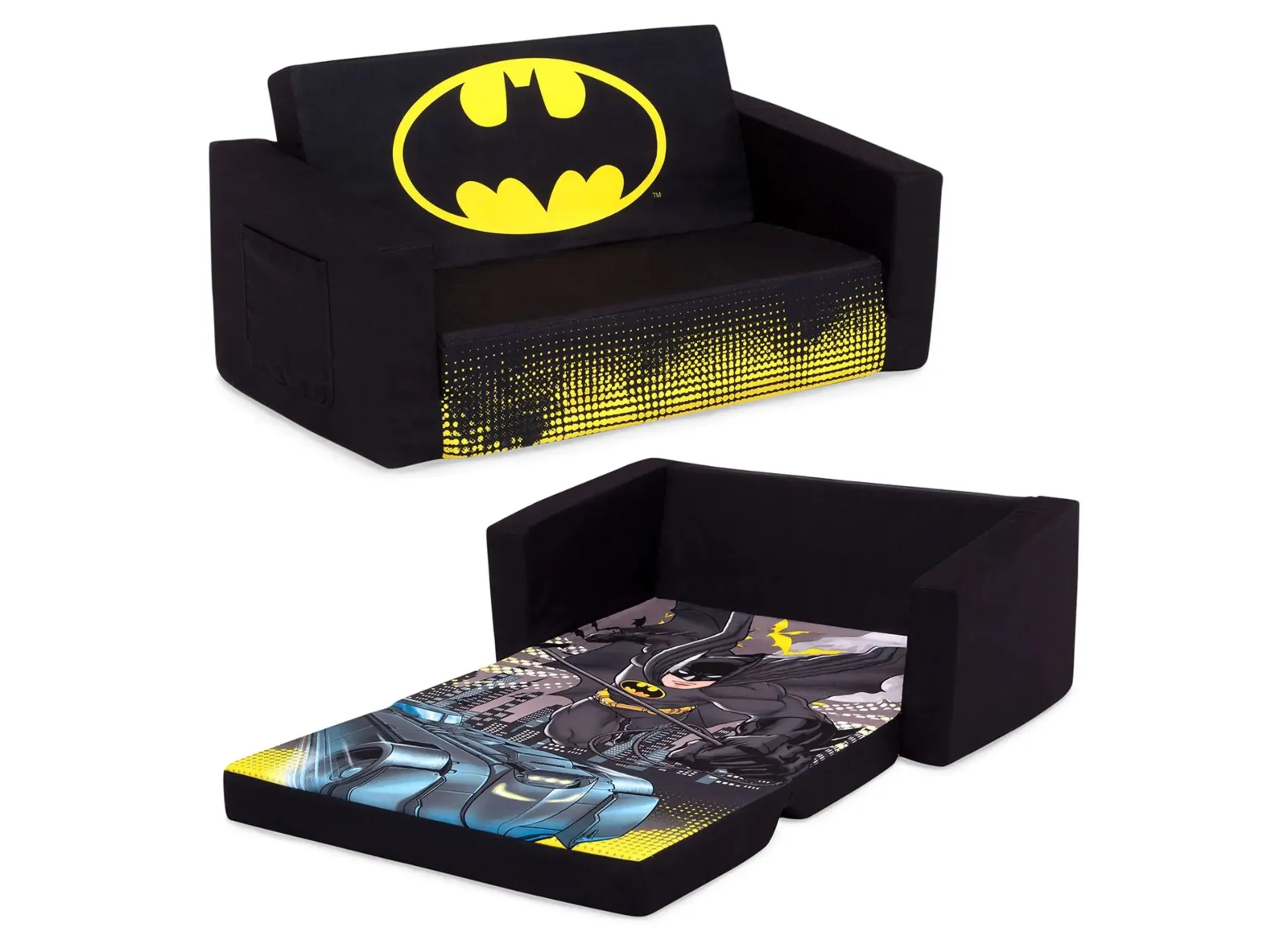 Batman Cozee Flip-Out Kids Sofa 2-in-1 Convertible Sofa to Lounger by Delta Children