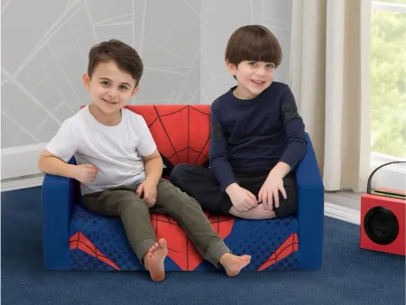 Spider-Man Cozee Flip-Out Kids Sofa 2-in-1 Convertible Sofa to Lounger by Delta Children in Blue/Spiderman by Delta Children