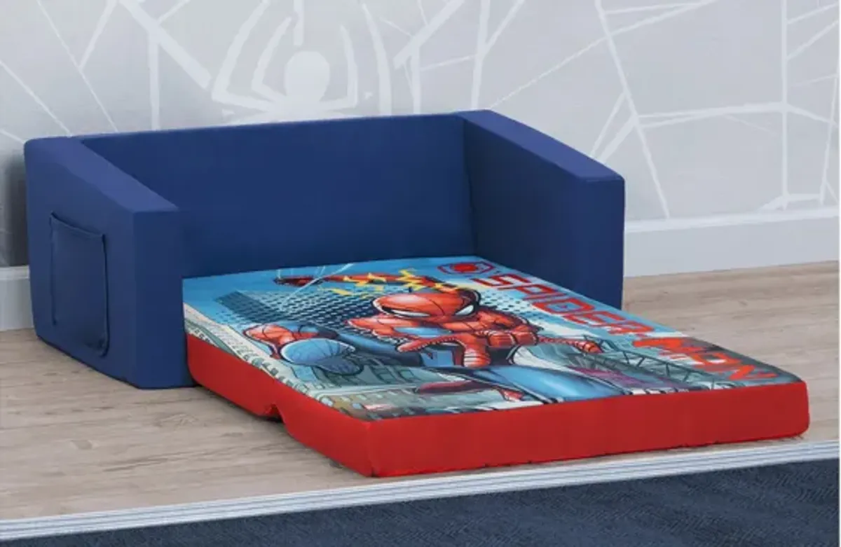 Spider-Man Cozee Flip-Out Kids Sofa 2-in-1 Convertible Sofa to Lounger by Delta Children