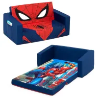 Spider-Man Cozee Flip-Out Kids Sofa 2-in-1 Convertible Sofa to Lounger by Delta Children in Blue/Spiderman by Delta Children
