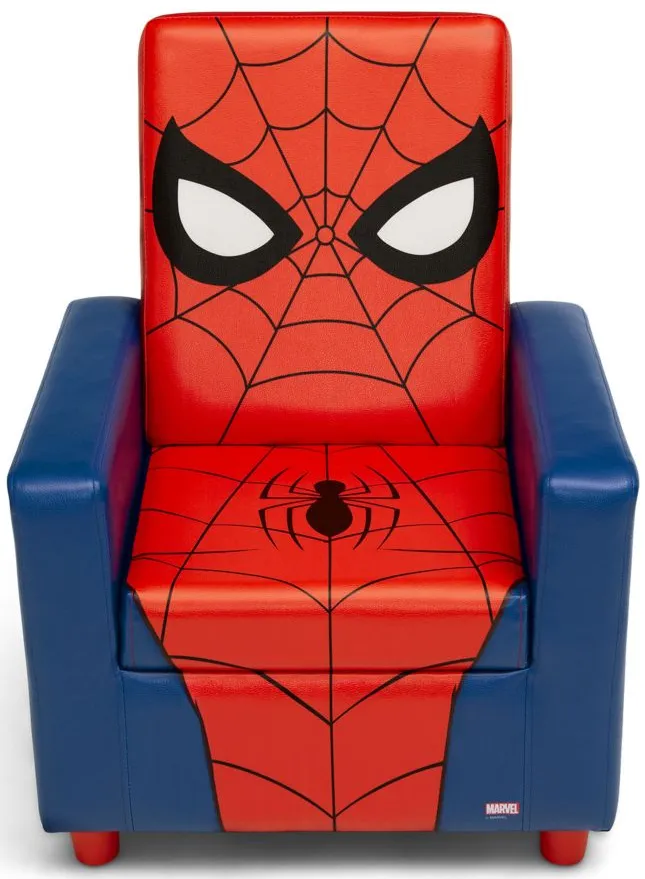 Spider-Man High Back Upholstered Kids Chair by Delta Children in Blue by Delta Children