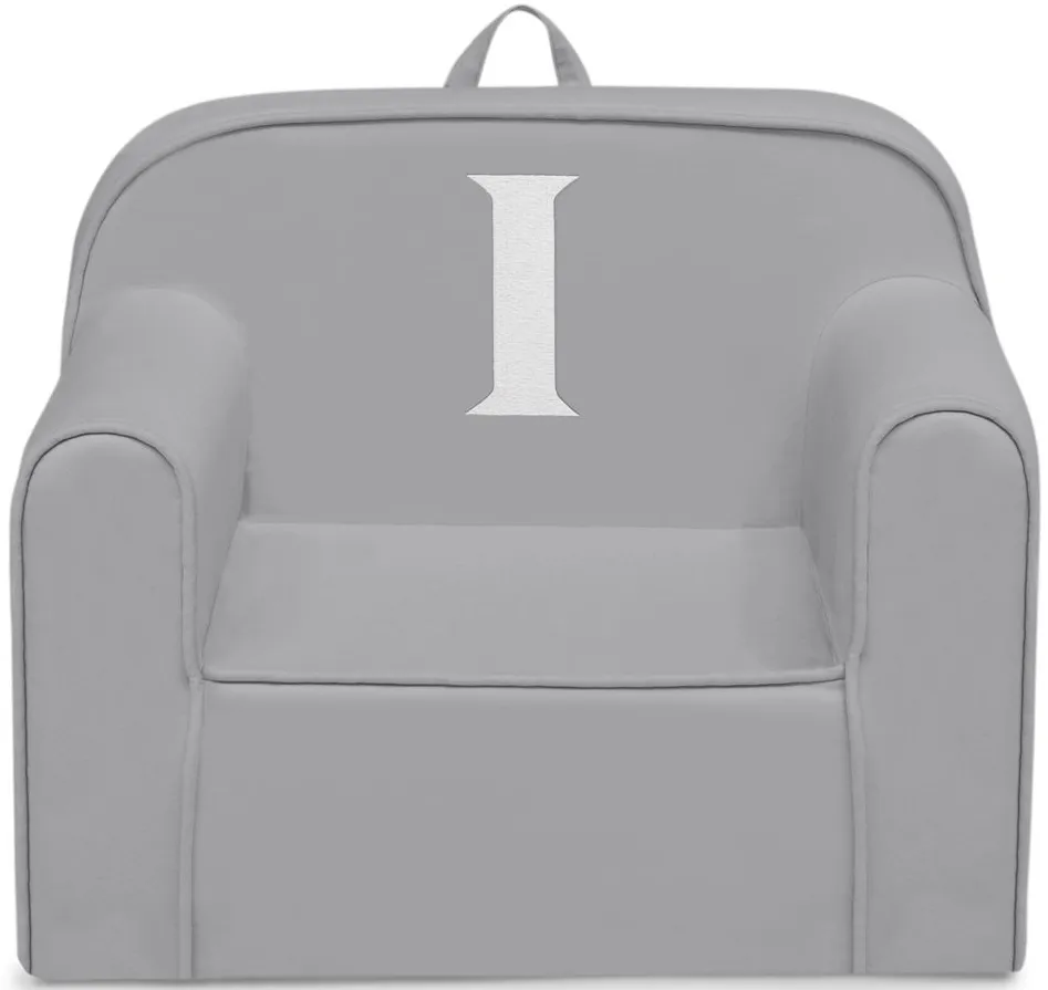 Cozee Monogrammed Chair Letter "I" in Light Gray by Delta Children