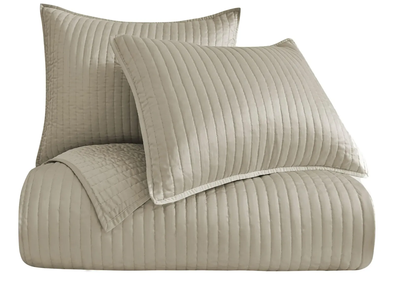 Satin Channel 2-pc. Quilt Set in Taupe by HiEnd Accents