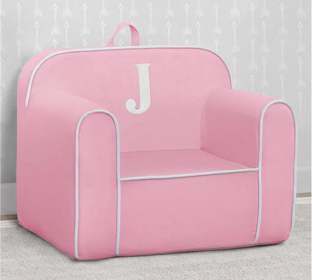 Cozee Monogrammed Chair Letter "J" in Pink/White by Delta Children