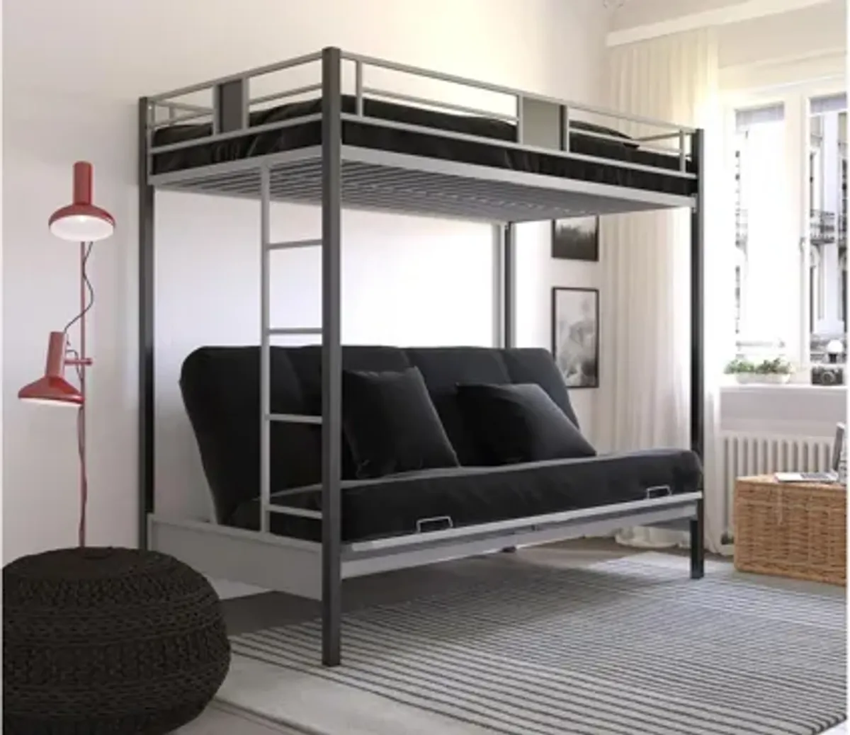 Silver Screen Twin over Futon Bunk Bed