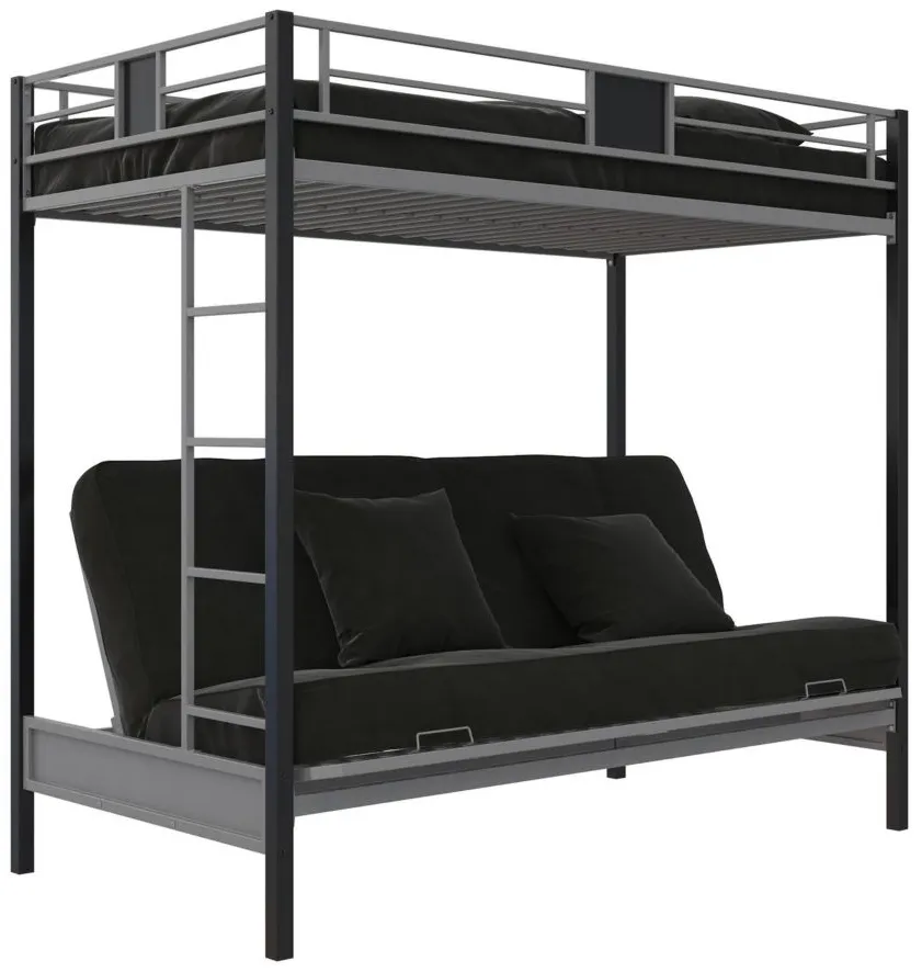 Silver Screen Twin over Futon Bunk Bed in Silver by DOREL HOME FURNISHINGS