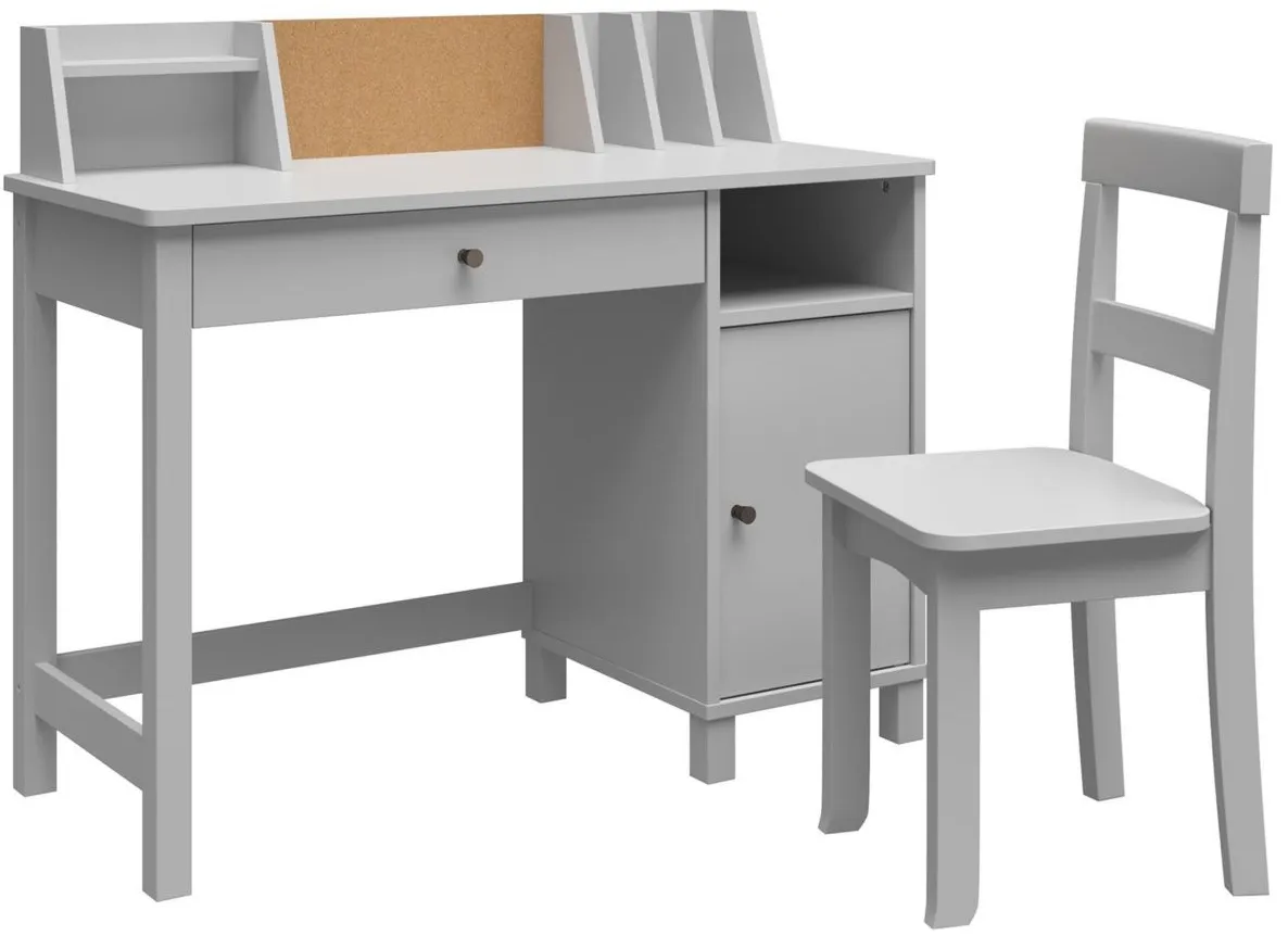 Ameriwood Home Abigail Kids Desk with Chair in Dove Gray by DOREL HOME FURNISHINGS