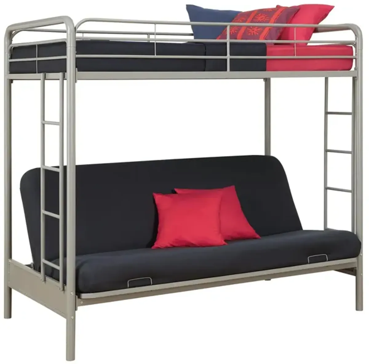 Atwater Living Metal Twin Over Futon Bunk Bed in Silver by DOREL HOME FURNISHINGS