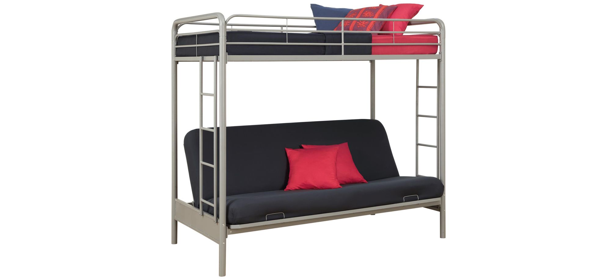 Atwater Living Metal Twin Over Futon Bunk Bed in Silver by DOREL HOME FURNISHINGS