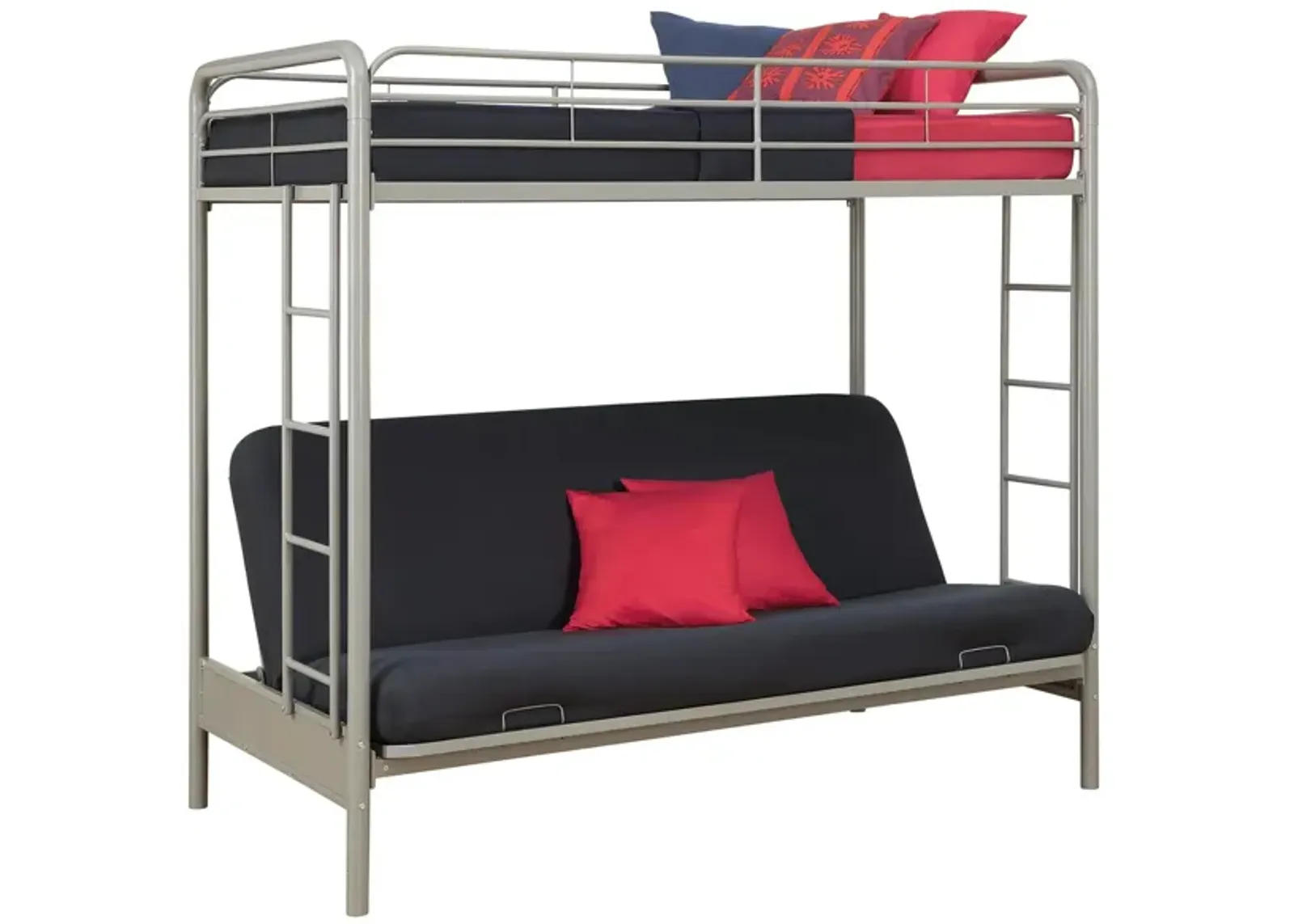 Atwater Living Metal Twin Over Futon Bunk Bed in Silver by DOREL HOME FURNISHINGS