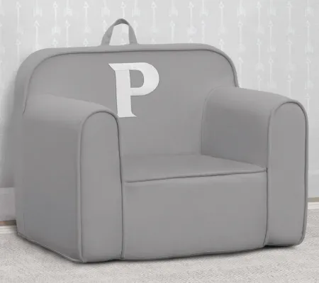Cozee Monogrammed Chair Letter "P" in Light Gray by Delta Children