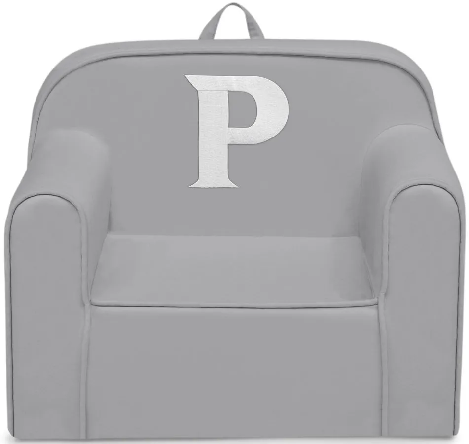 Cozee Monogrammed Chair Letter "P" in Light Gray by Delta Children
