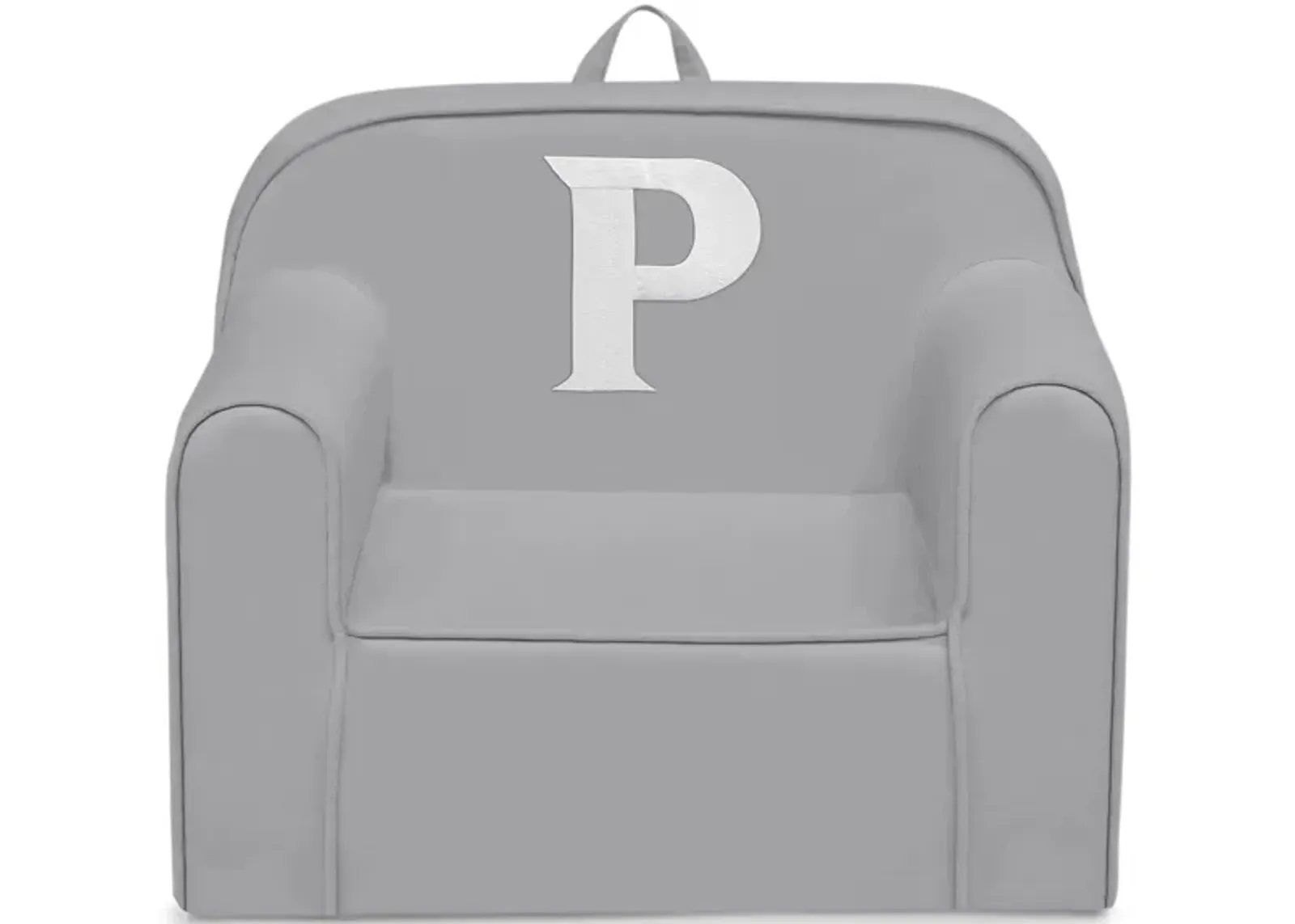 Cozee Monogrammed Chair Letter "P" in Light Gray by Delta Children