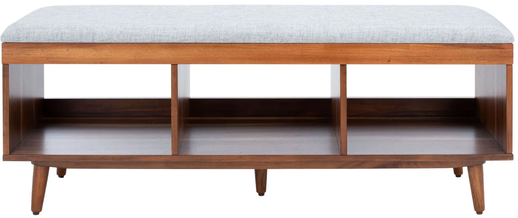 Cricket Open Shelf Bench with Cushion in Gray & Natural by Safavieh