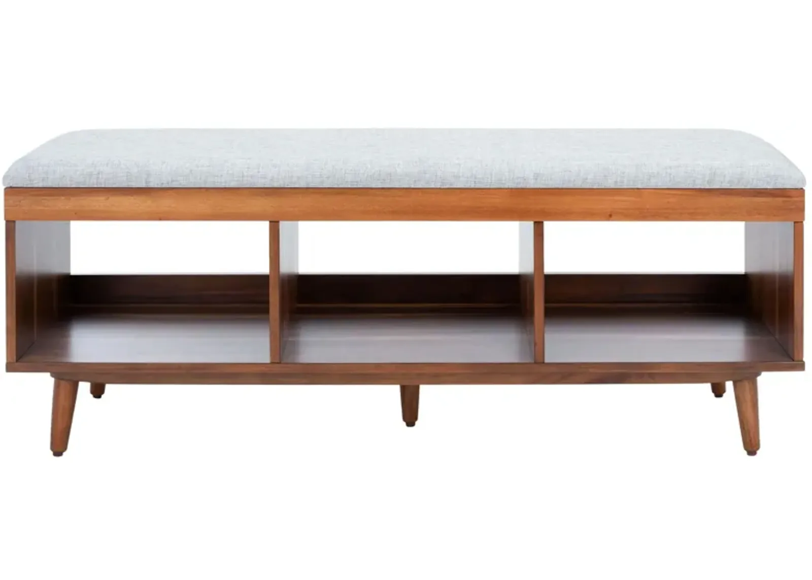 Cricket Open Shelf Bench with Cushion in Gray & Natural by Safavieh