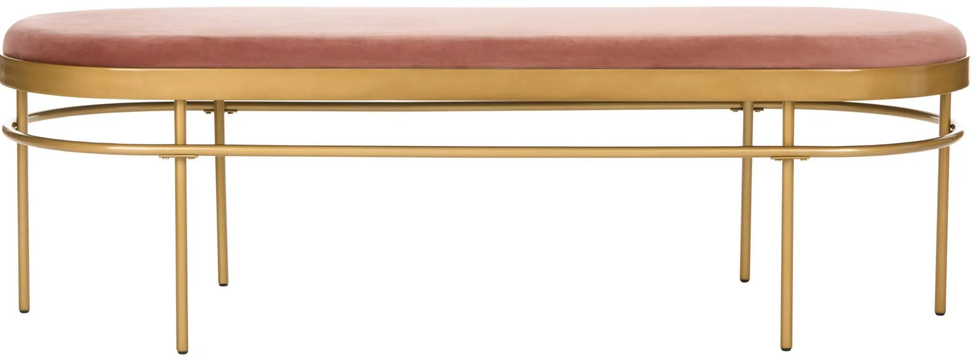Sylvan Oval Bench in Dusty Rose / Gold by Safavieh