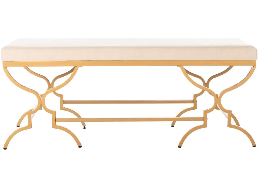 Juliet Rectangular Bench in Beige / Gold by Safavieh