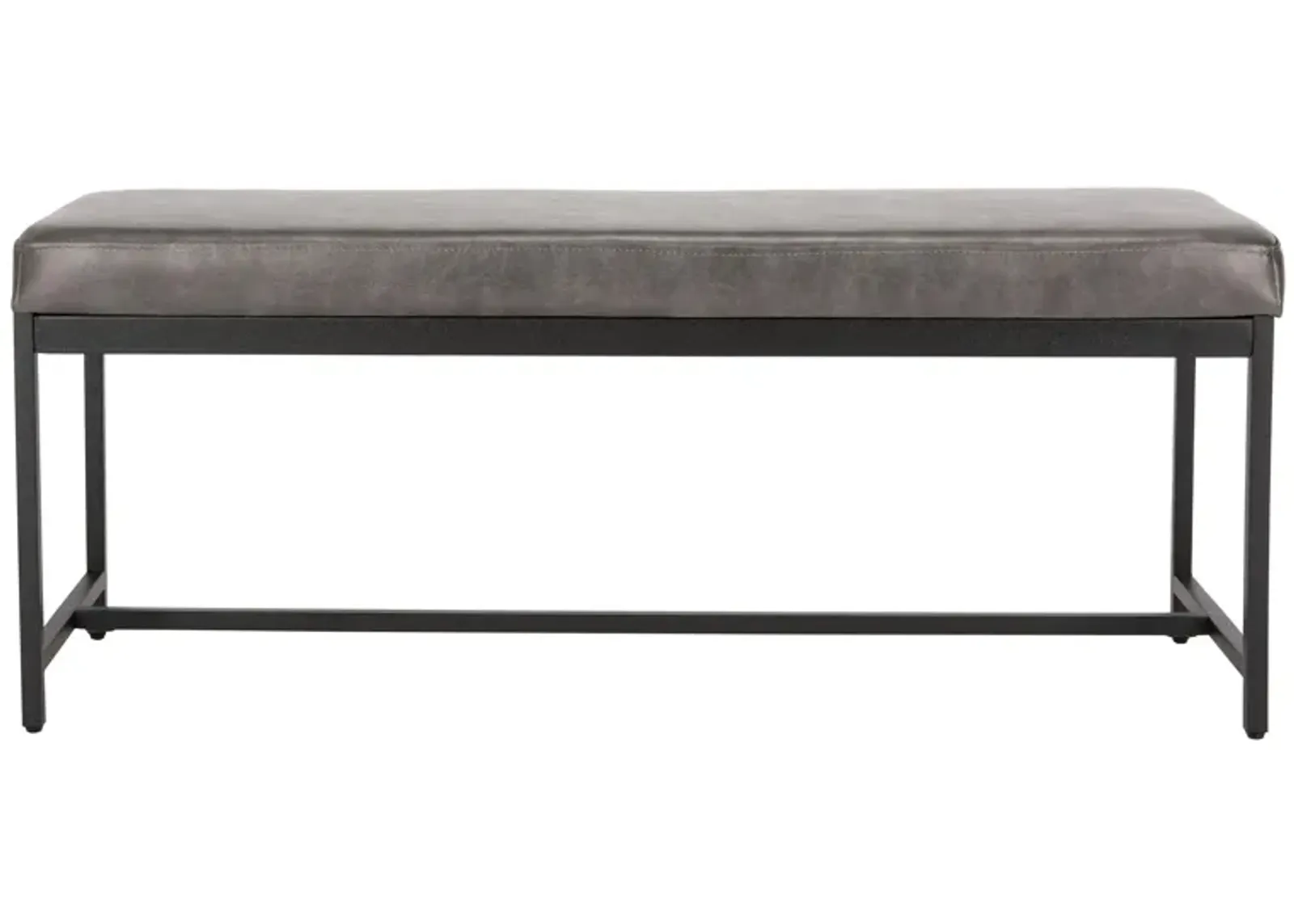 Chase Faux Leather Bench in Gray / Black by Safavieh