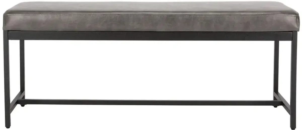 Chase Faux Leather Bench in Gray / Black by Safavieh