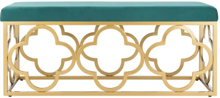 Fleur Rectangle Bench in Emerald / Gold by Safavieh
