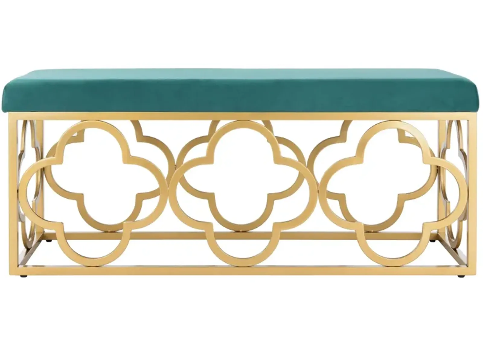 Fleur Rectangle Bench in Emerald / Gold by Safavieh