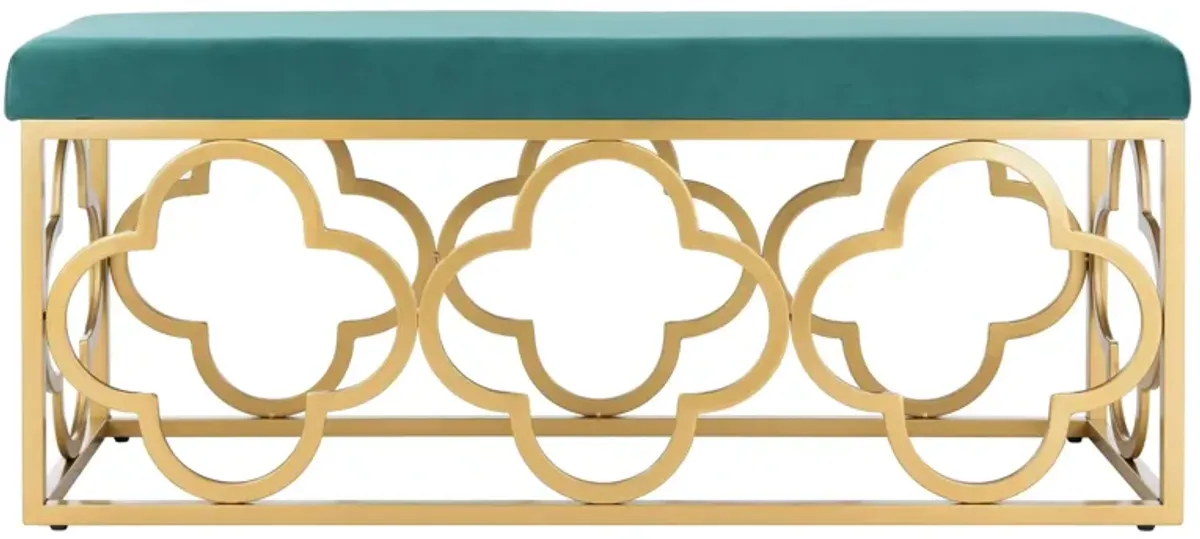 Fleur Rectangle Bench in Emerald / Gold by Safavieh