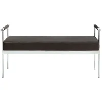 Pim Long Rectangle Bench with Arms in Shale / Chrome by Safavieh