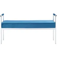 Pim Long Rectangle Bench with Arms in Navy / Chrome by Safavieh