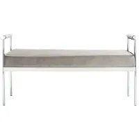 Pim Long Rectangle Bench with Arms in Hazelwood / Chrome by Safavieh