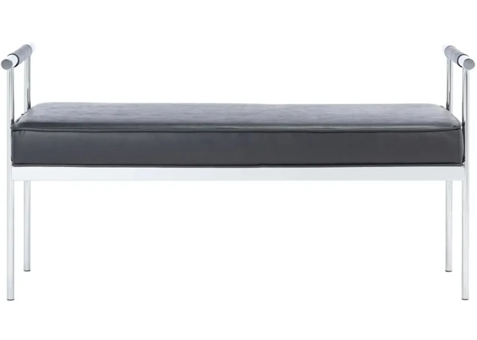 Pim Long Rectangle Bench with Arms in Black / Chrome by Safavieh