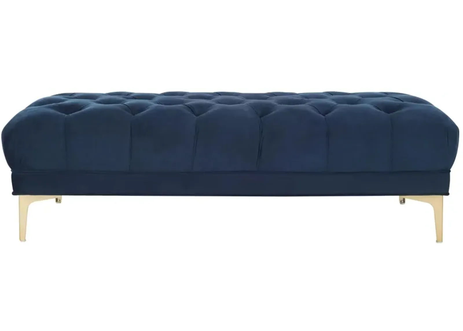 Zarya Tufted Rectangular Bench in Navy / Brass by Safavieh