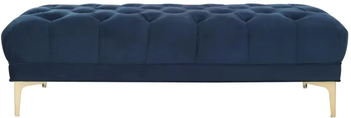 Zarya Tufted Rectangular Bench in Navy / Brass by Safavieh