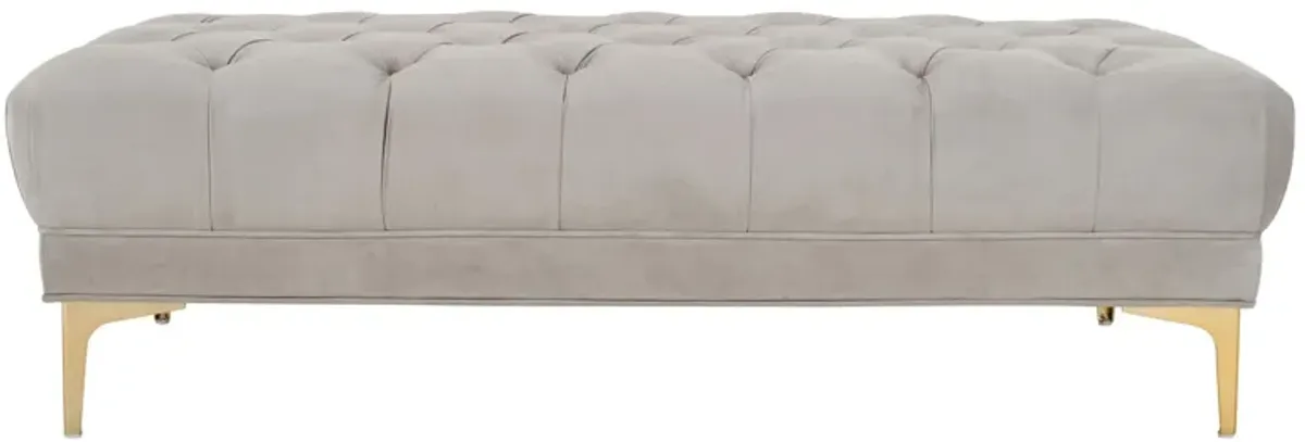 Zarya Tufted Rectangular Bench in Gray / Brass by Safavieh