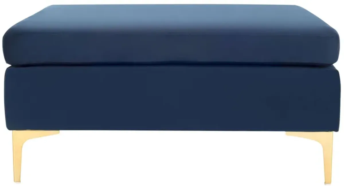 Gina Square Ottoman in Navy / Brass by Safavieh