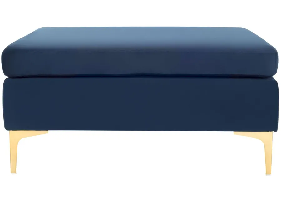 Gina Square Ottoman in Navy / Brass by Safavieh